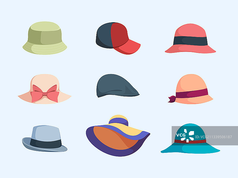 帽子和帽子夏天时髦的衣服图片素材