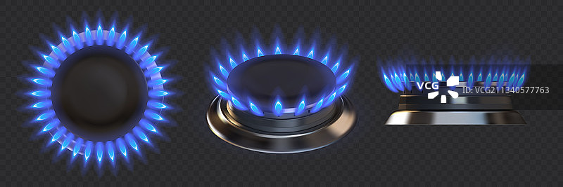 煤气灶逼真的蓝色火灶厨房图片素材