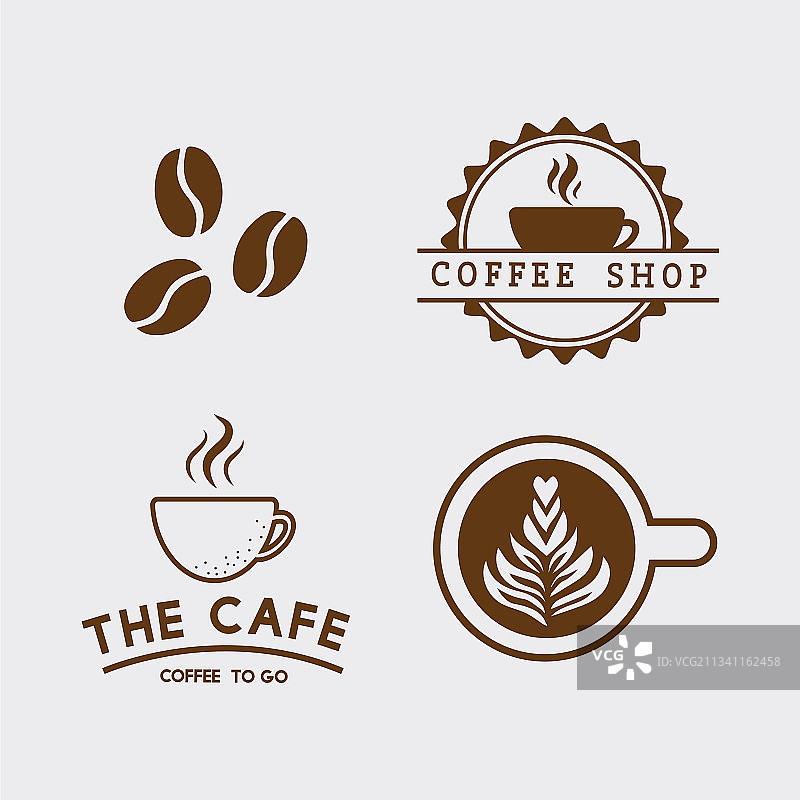 设置咖啡元素和咖啡配件图片素材