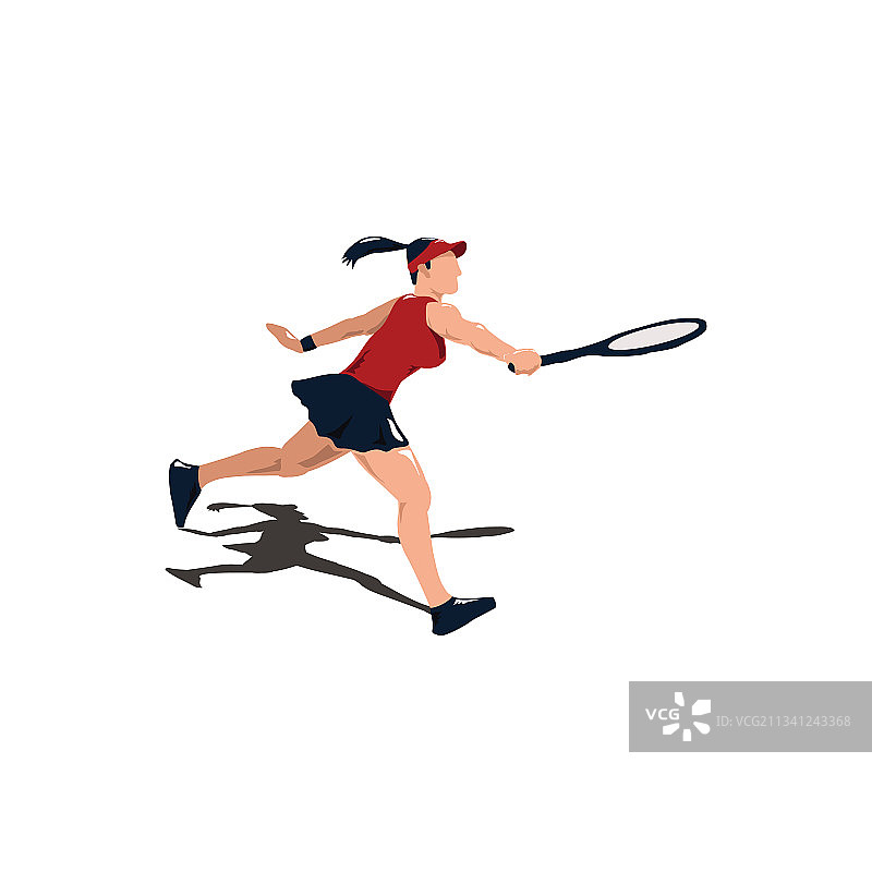 女运动员挥动网球拍图片素材