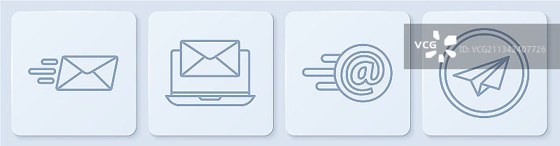 设置直线特快信封邮件和电子邮件笔记本电脑图片素材