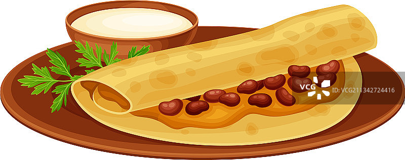 炖豆包在烤面饼和酱汁印度图片素材