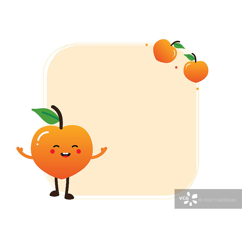 橙桃字和方框卡片图片素材