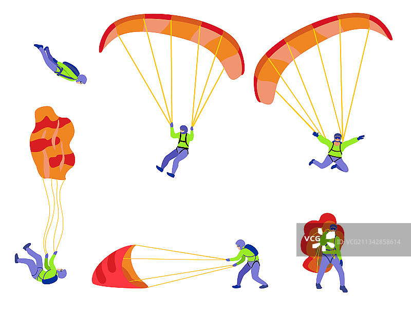 极限跳伞者用降落伞飞行图片素材