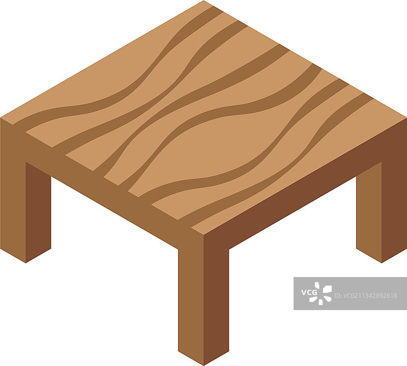 木房间的桌子图标等距风格图片素材