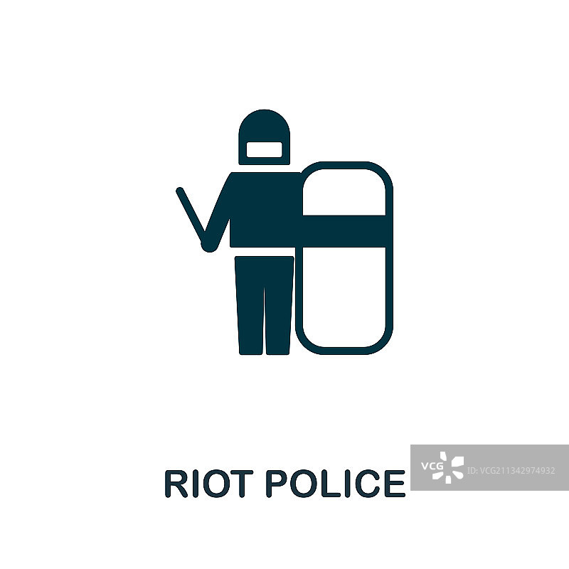 防暴警察图标单色元素简单图片素材