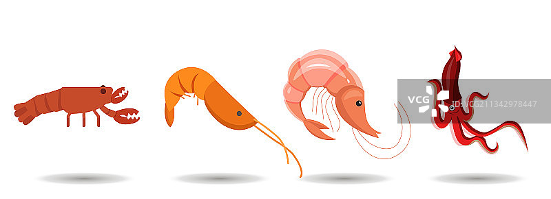 海鲜夹艺术与虾鱿鱼癌症图片素材