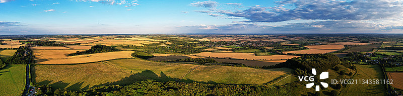 天空下的农田鸟瞰图，英国，英国图片素材