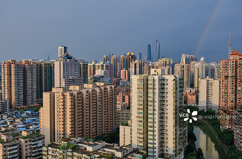 中国广州城市天空彩虹风光图片素材