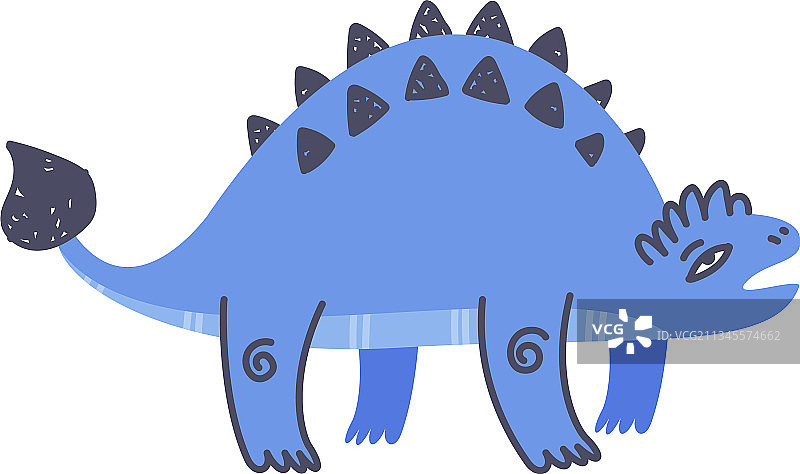 有趣的蓝色尖刺恐龙可爱的史前图片素材