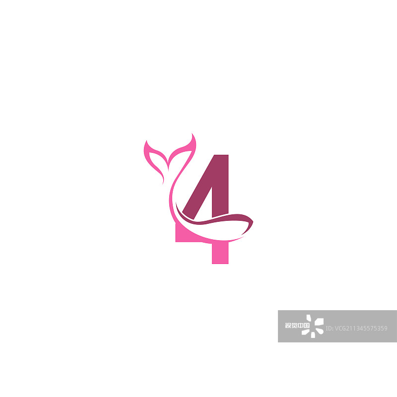 4号以美人鱼尾巴为图标的logo设计图片素材