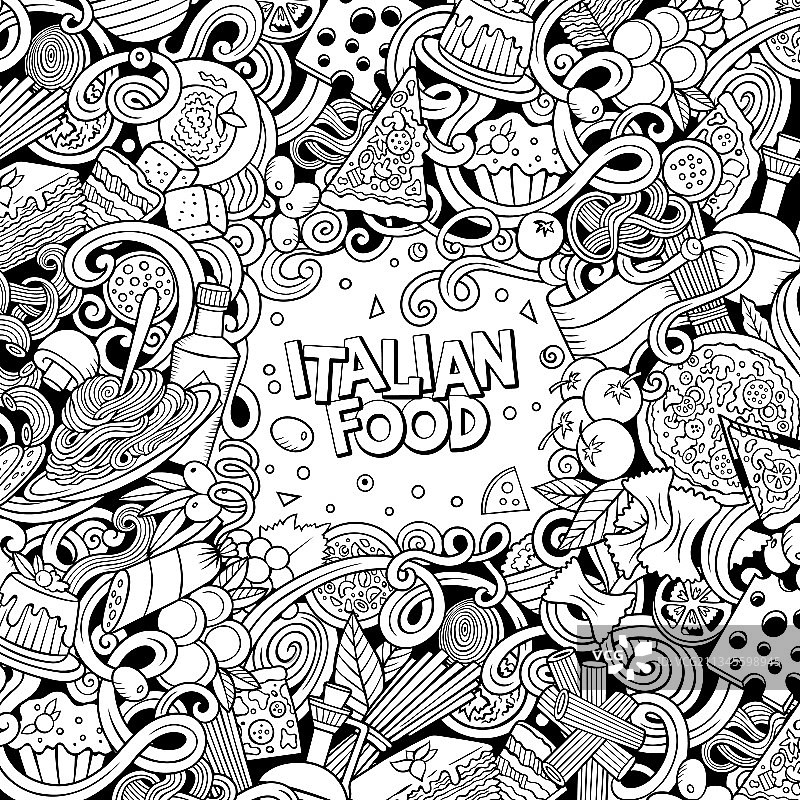 漫画涂鸦意大利食物框架图片素材