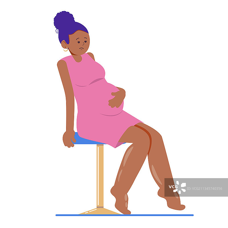 怀孕的黑皮肤女人，腿肿图片素材