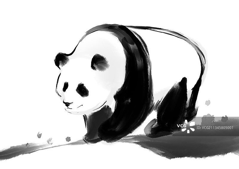 中国风创意水墨大熊猫插画设计元素图片素材