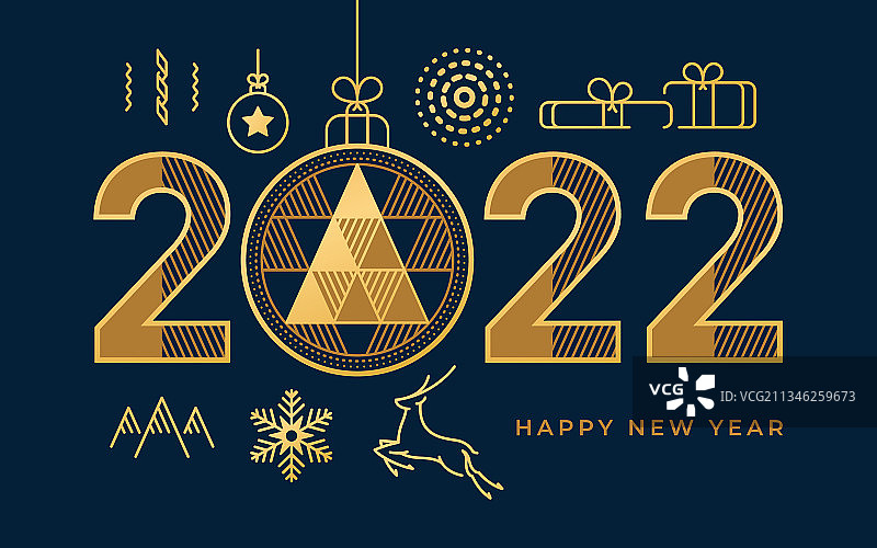 2022年新年快乐贺卡抽象图标图片素材