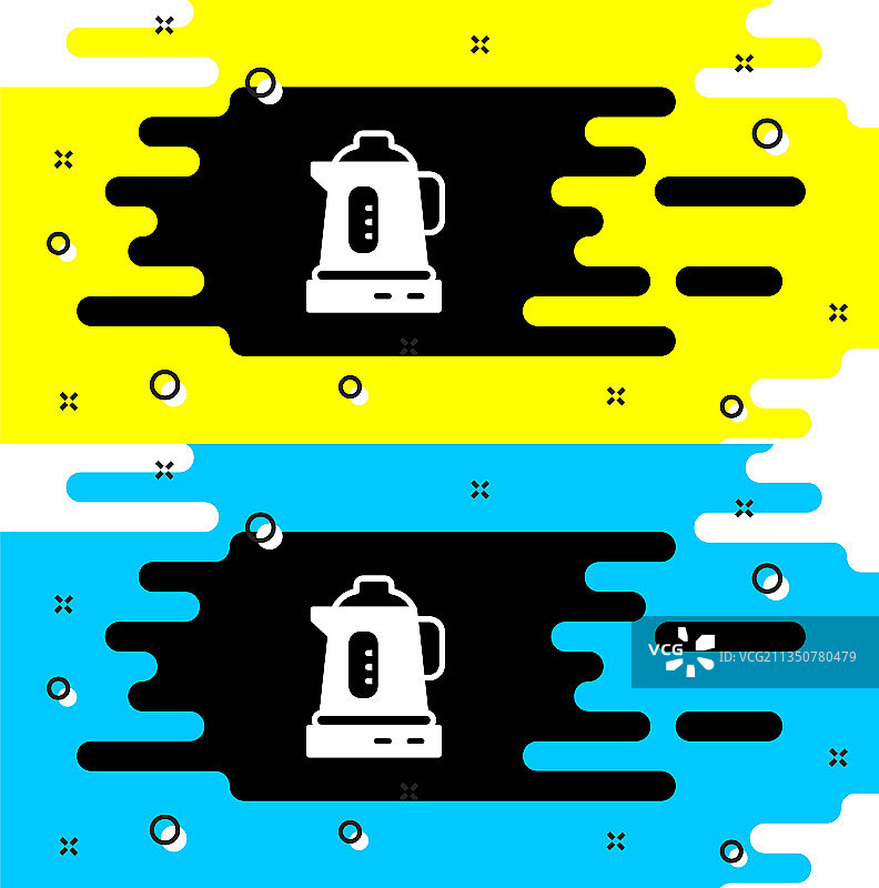 白色电水壶图标隔离在黑色图片素材