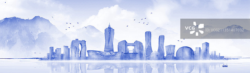 中国风城市地标建筑杭州图片素材