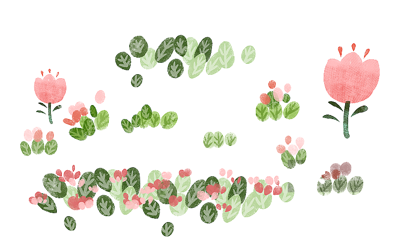 可爱的植物花朵叶子形状插画元素图片素材