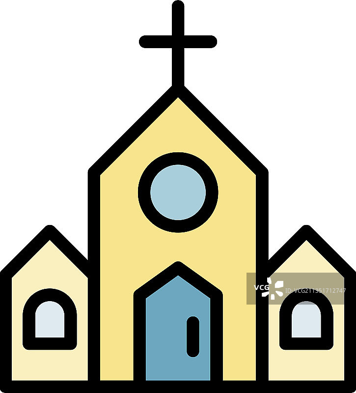 大教堂教堂图标颜色轮廓图片素材