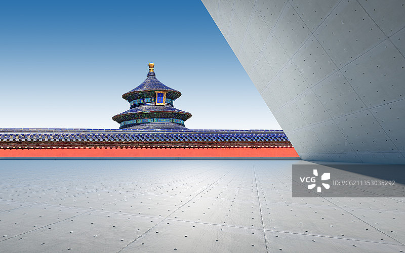 北京天坛祈年殿城市建筑地板广场背景图片素材