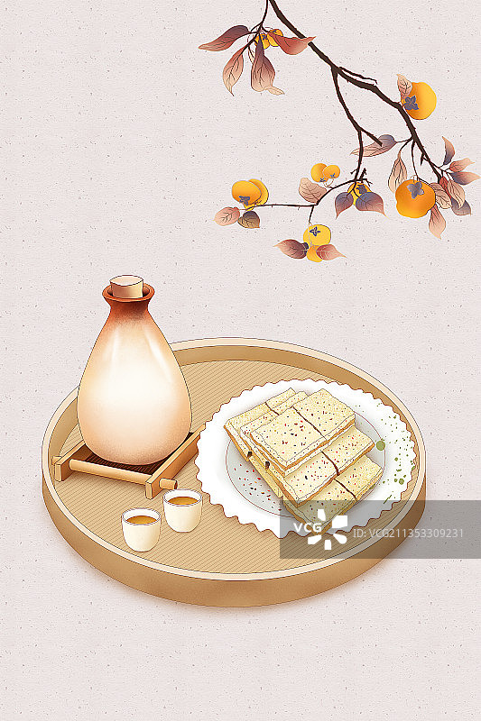 秋天习俗之吃重阳糕或桂花糕图片素材