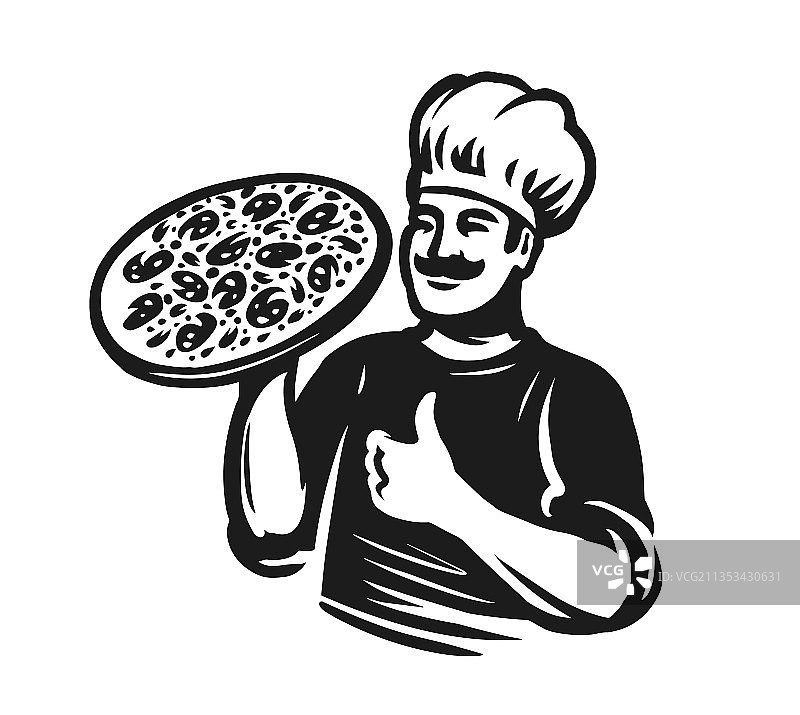 披萨厨师标志，快餐外卖标志图片素材