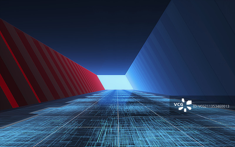 未来感隧道空间 3D渲染图片素材