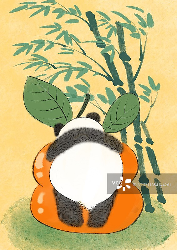 熊猫祝你柿柿如意图片素材