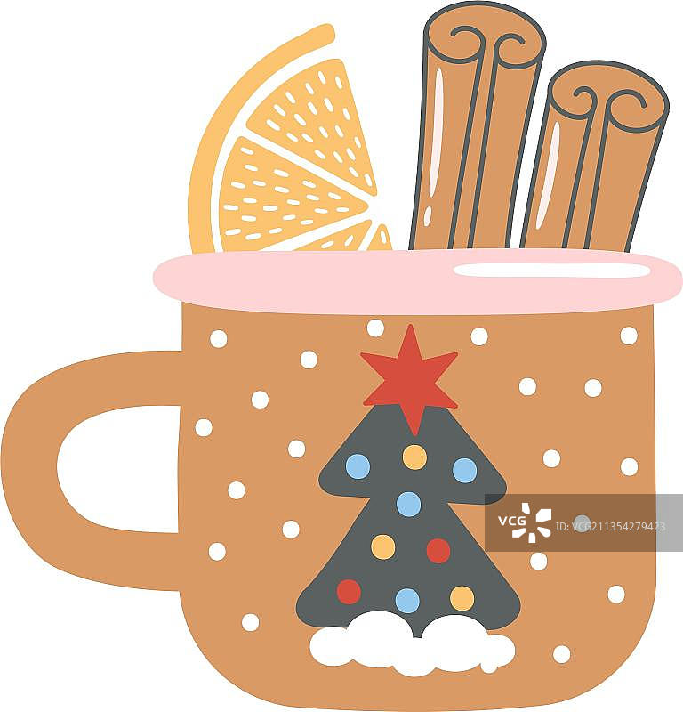 圣诞节奶茶饮品柠檬卡通元素图片素材