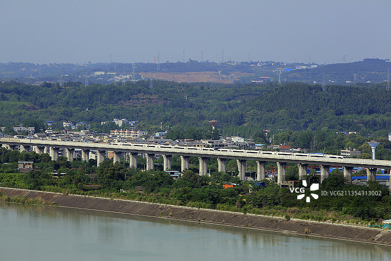 四川省绵阳市道路，铁路，户外，立交桥，交通，运输图片素材