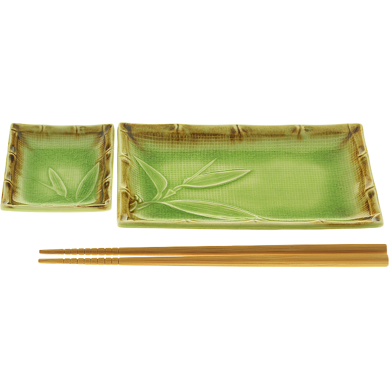 绿色的盘子和筷子图片素材