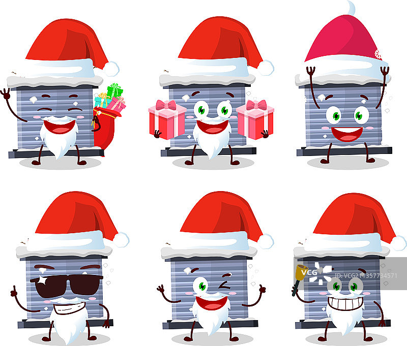 圣诞老人的表情符号和烟囱的雪卡通图片素材