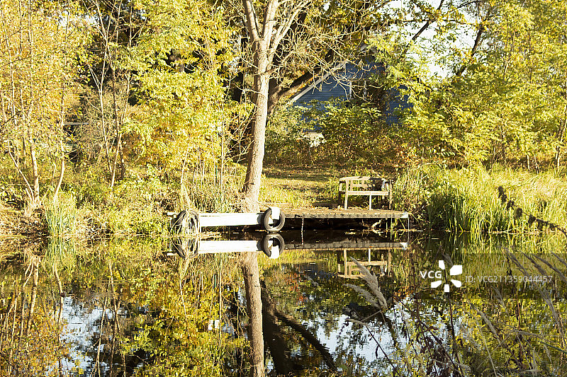 森林湖景，德国哈维尔河畔勃兰登堡图片素材