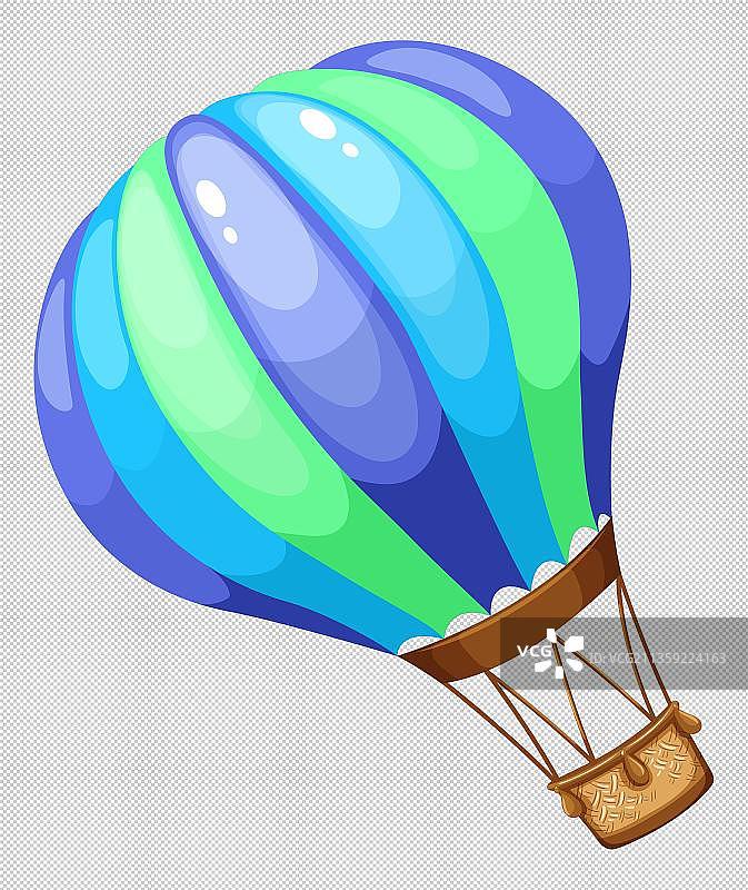 卡通蓝色条纹热气球元素图片素材