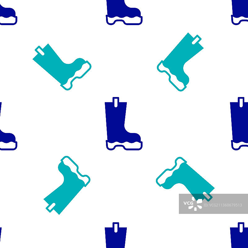 蓝色防水橡胶靴图标隔离无缝图片素材