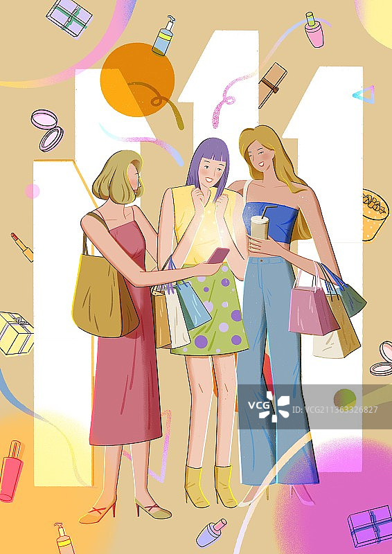 女性购物电商购物节满减促销活动插画图片素材