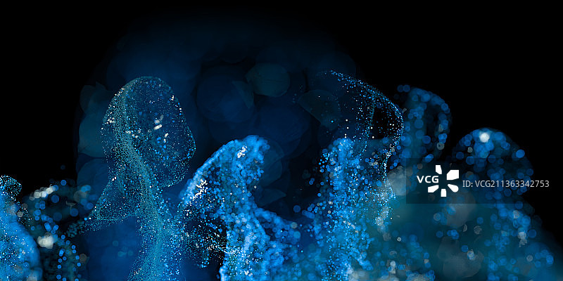 3D蓝色科技风格抽象粒子特效背景插图图片素材