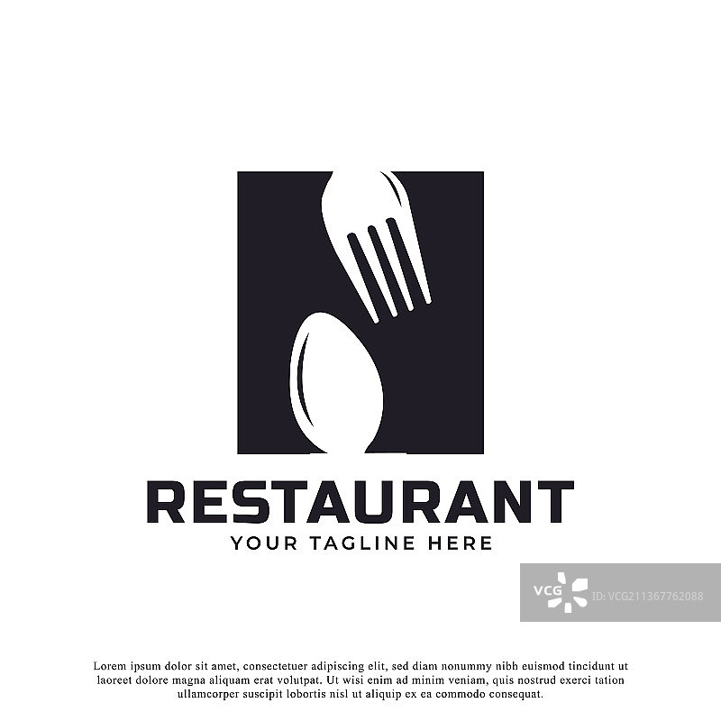 带有匙叉的餐厅标志首字母n图片素材