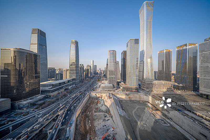 北京市东三环中国尊国贸CBD建筑群城市风光图片素材