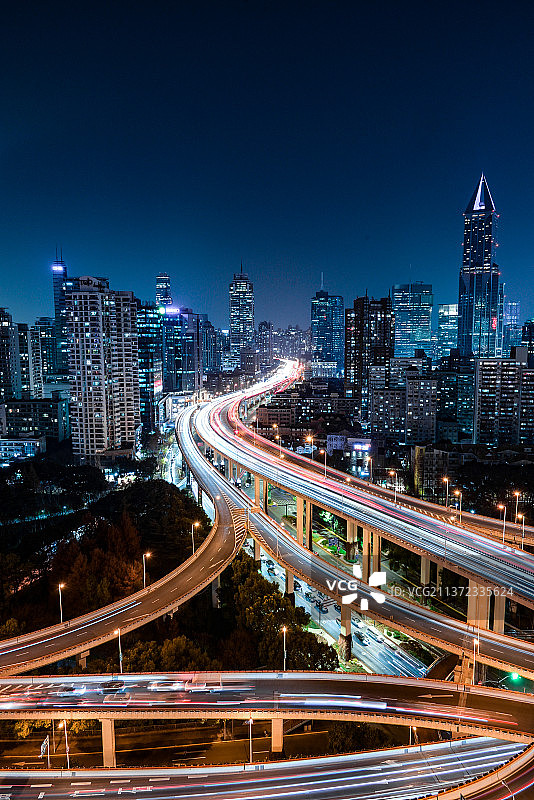 上海城市风光地标建筑高架图片素材