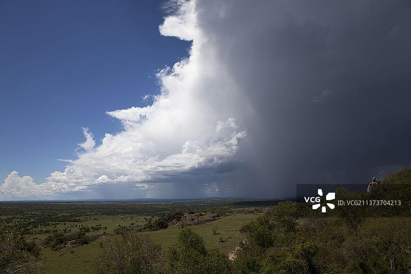 在坦桑尼亚塞伦盖蒂草原栖息地接近的雷暴图片素材
