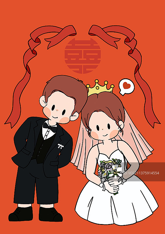 婚礼婚庆婚纱情侣插画图片素材