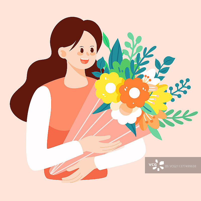 感恩母亲节温馨花束插画感恩节鲜花活动海报图片素材