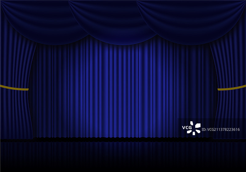 蓝幕歌剧、电影院或剧院舞台的窗帘图片素材