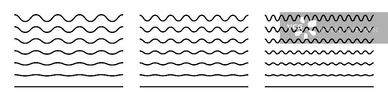 波浪线和波浪之字形黑色线条图片素材