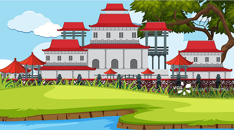 亚洲城堡的户外景观图片素材