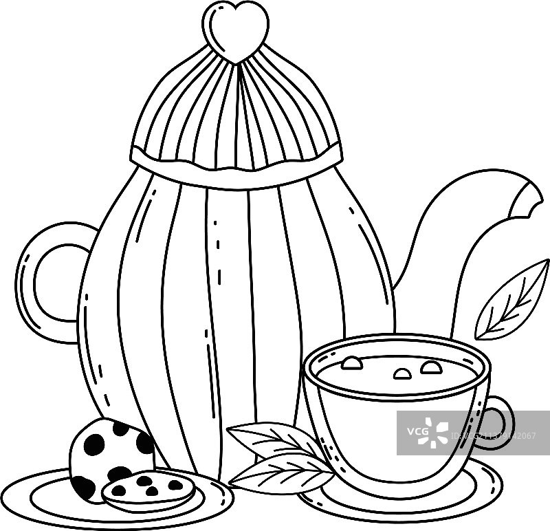 独立的咖啡壶和杯子设计图片素材
