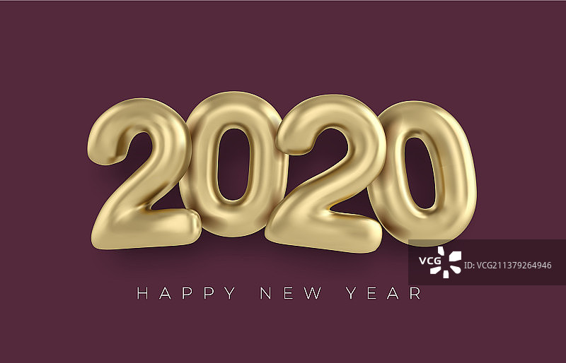 2020年新年快乐金3d唱数字图片素材