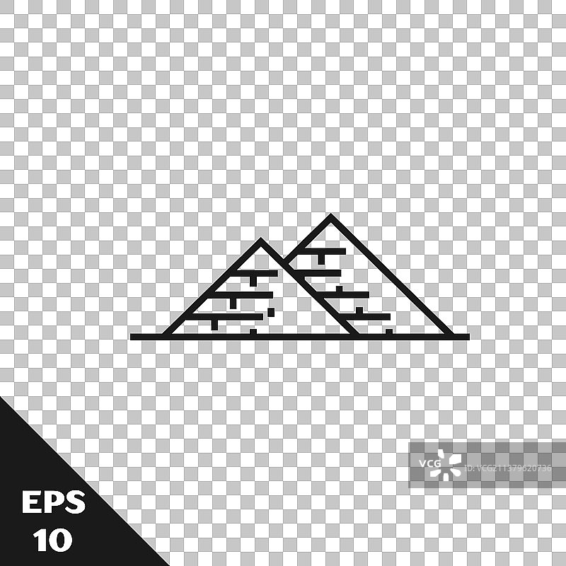 埃及金字塔图标上的黑线孤立图片素材