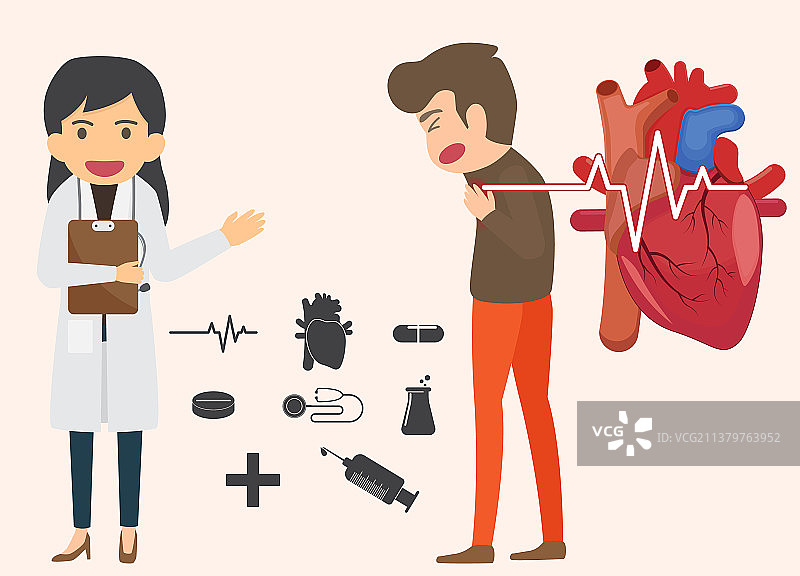心脏病和急性疼痛的信息图图片素材